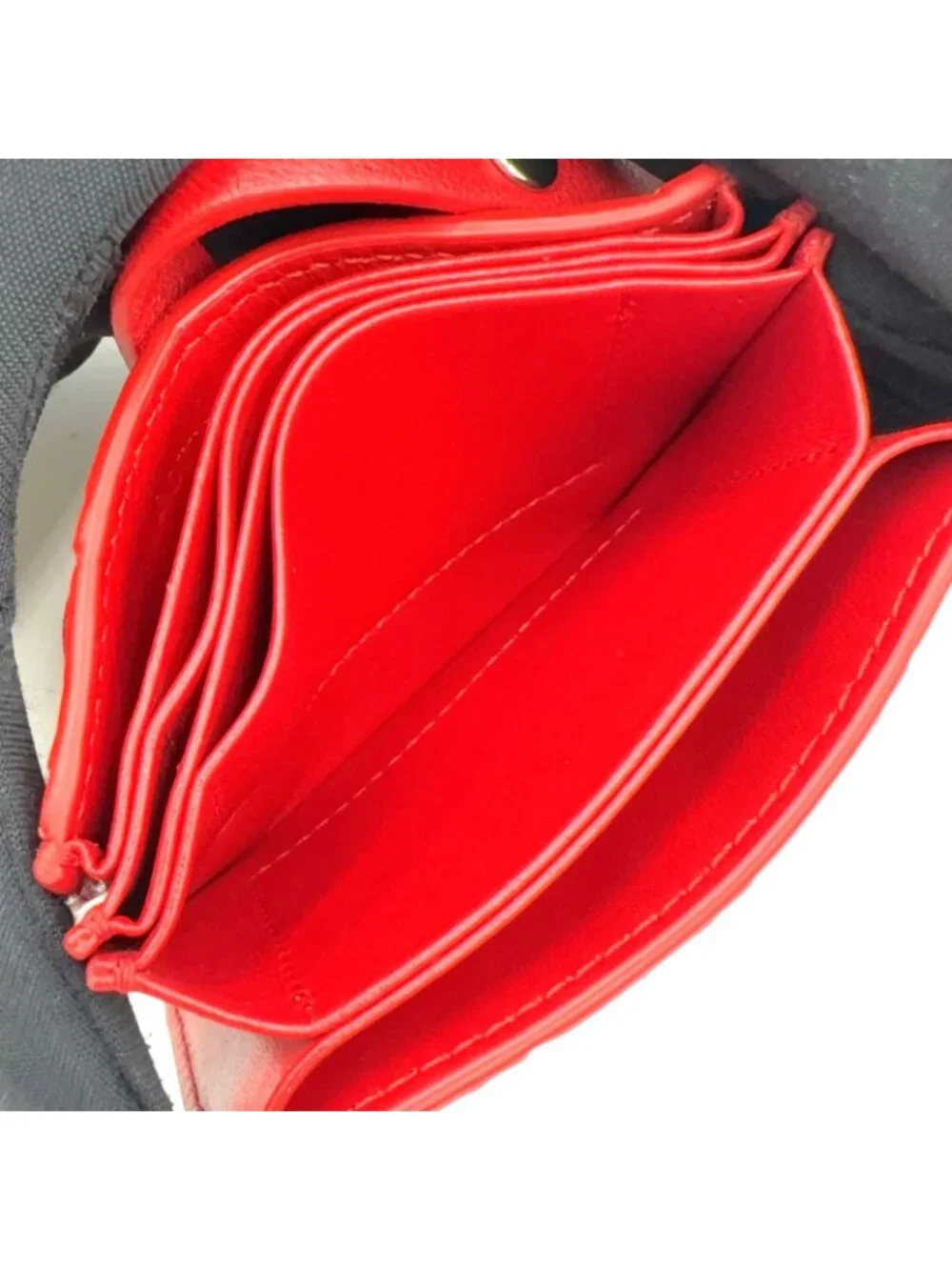 Bottega Veneta Intrecciato Leather Red Card Case Silver